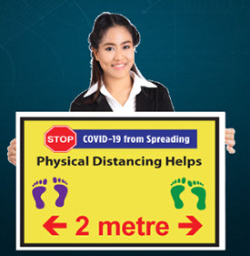 Physical Distancing Floor Decal Sticker produced 1 Day in Vancouver