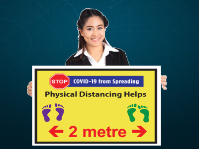 Physical Distancing Floor Decal Sticker produced 1 Day in Vancouver